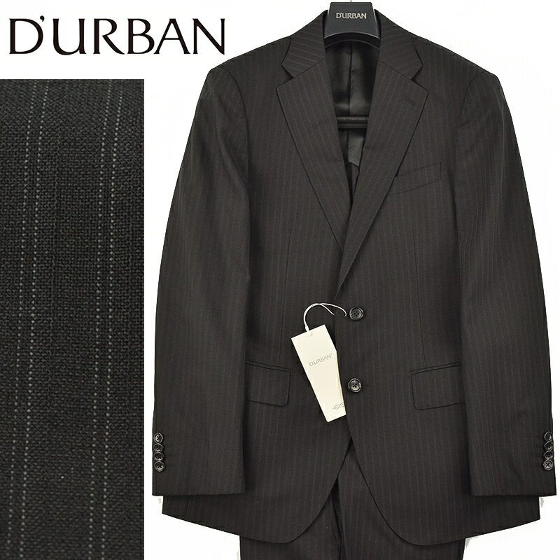 ◆D'URBAN ダーバン◆春夏モデル 定価 83,600円 日本製 ピンストライプウールスーツ 黒(A4サイズ) メンズスーツ ビジネススーツ