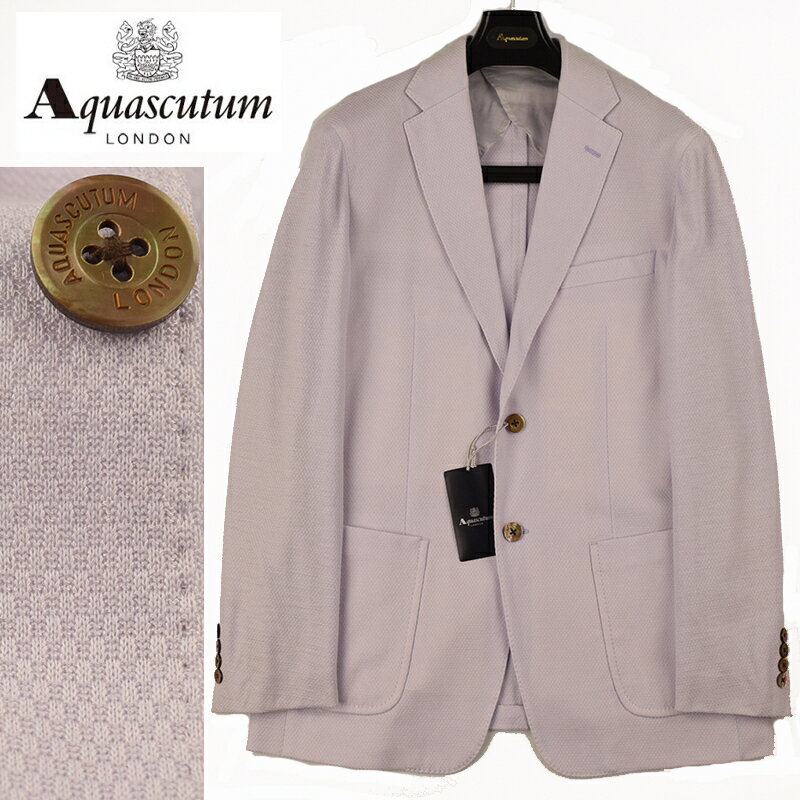 アクアスキュータム ◆Aquascutum アクアスキュータム◆【80％OFF】 春夏モデル 定価 99,000円 日本製 織柄 シルクリネンジャケット パープル(大きいサイズ・キングサイズ・ビッグサイズ) メンズジャケット ビジネス カジュアル おしゃれ