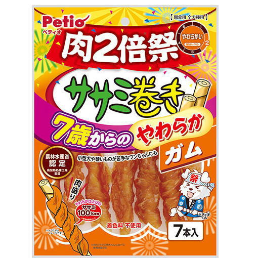 Rakuten - ササミ巻き7歳からのガム肉2倍祭 7本入×1個　ペティオ　Petio　保存料・着色料不使用　犬用スナック 犬用おやつ ドッグフード 【4632】