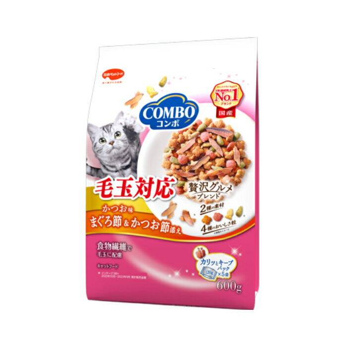 Rakuten - コンボ キャット 毛玉対応 かつお味　まぐろ節・かつお節添え 600g×1個　日本ペットフード　キャットフード　猫　【4632】