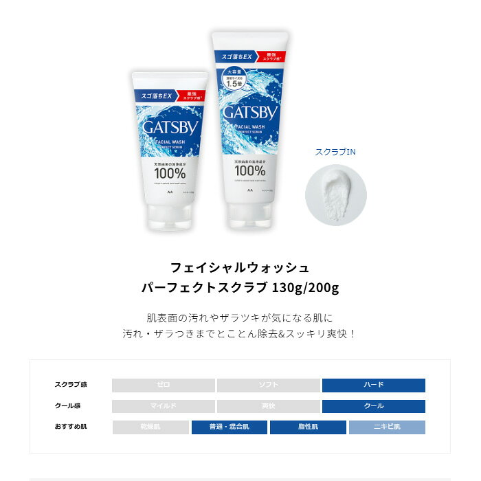 ギャツビー フェイシャルウォッシュ パーフェクトスクラブ(130g)×5個 洗顔フォーム...
