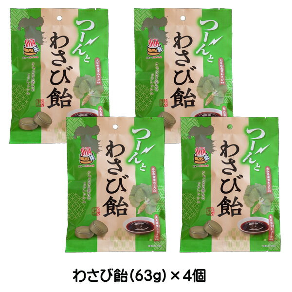 わさび飴 (63g)×4袋 つーんとわさび飴 飴 あめ アメ キャンディ わさび味 しょうゆ おやつ 辛味 辛み ..