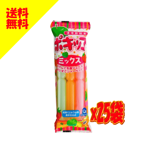 【6310】☆10【送料無料】木村　ポキッコ　ミックス　25袋セット(1袋6本入り)※北海道・東北・信越・沖縄・離島は追加送料あり※チューペット 棒ジュース ジュース アイス シャーベット ポッキン おやつ まとめ買いのサムネイル