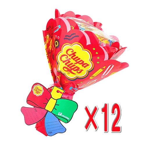【6334】☆11【チュッパチャプス フラワーブーケ 12本入り】×12個(1ケース)2025年Ver. クラシエ チュッパチャップス 新デザイン バレンタイン ホワイトデー 結婚式 子ども会 卒業 卒園 お祝い 引越し 友達 家族 禁煙飴 花束 プレゼント まとめ買い※ラッピング不可※のサムネイル