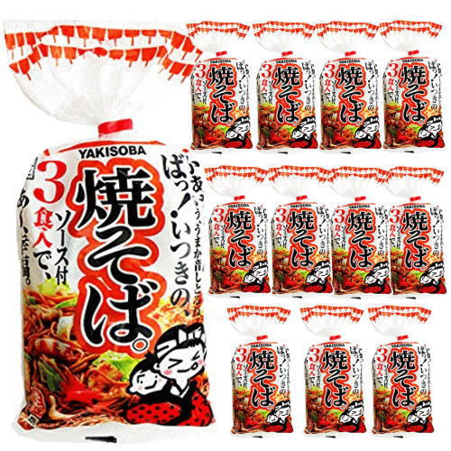 【6213】☆8【3食袋麺】五木食品　焼そば3食入り 510g×12袋（1ケース）　特製焼きそばソース付