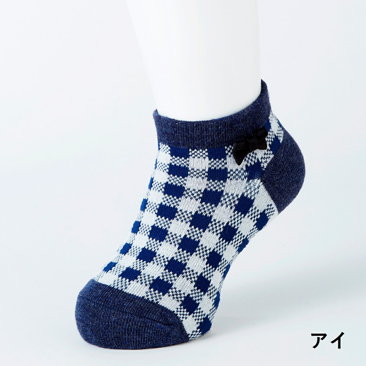 Days+DaysComfort キッズ スニーカー丈 消臭 チェック柄 リボン| 15-20cm 靴下 ソックス 女の子 こども 子ども ジュニア コットン混