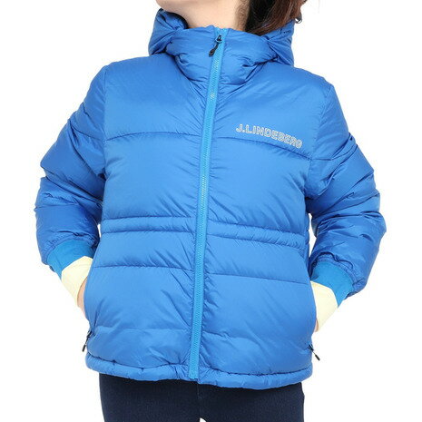 J.LINDEBERG(レディース)ダウンジャケット 防寒 スキー スノーボード スノボ ブルー BLOCK DOWN JACKET 074-57117-094