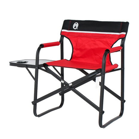 コールマン(Coleman) チェア 折りたたみ椅子 サイドテーブル付デッキチェアST レッド 2000017005バーベキュー キャンプ スチール 赤 レッド カップホルダー