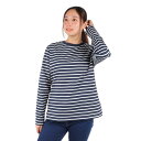 エーグル(AIGLE)(レディース)長袖Tシャツ ロンT クルーネック ロングスリーブTシャツ ZTFAH26-003 ネイビー×ホワイト ボーダー(4)