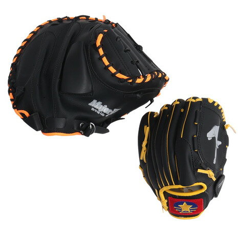 ユニックス(UNIX)(キッズ)親子バッテリーセット 野球 キャッチャーミット ピッチャーグラブ 2個セット ブラック BG80-82