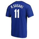エムエルビー(MLB)(メンズ)野球ウェア ドジャース 佐々木朗希 ネーム&ナンバー Tシャツ ブルー ML0125SS0092-BLU