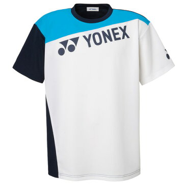 ヨネックス（YONEX） テニスウェア Tシャツ メンズ RWX20002-207 半袖 吸汗速乾 ロゴ ホワイト×ブルー バドミントンウェア （メンズ、レディース）