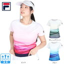 フィラ(FILA)(レディース)テニスウェア レディース 波間パネルプリント バックホールメッシュ クルーネックTシャツ VL2832(4)