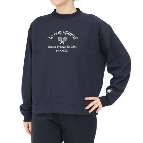 ルコックスポルティフ(lecoqsportif)(レディース)テニスウェア LCSプリューム リブクロスクルーネック スウェット LT4FSW41L NV00