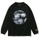 スポルディング(SPALDING)(メンズ、レディース、キッズ)バスケットボールウェア ジュニア ロングスリーブTシャツ ボールプリント SJT23155BW