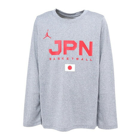【ポイント10倍!要エントリー★11/25-27 01:59まで】ジョーダン(JORDAN)(キッズ)バスケ 日本代表 Tシャツ ジュニア 長袖 JPN 2023 W杯 グレー YGB7NBA2-GREY