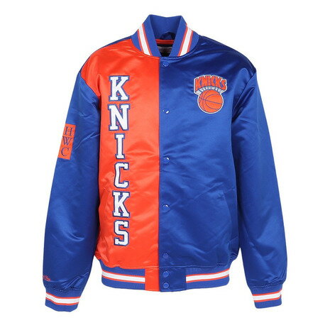 ミッチェルアンドネス（Mitchell&Ness）（メンズ）ライト サテン ジャケット NBA ニューヨーク ニックス OJBF5523-NYKROYA
