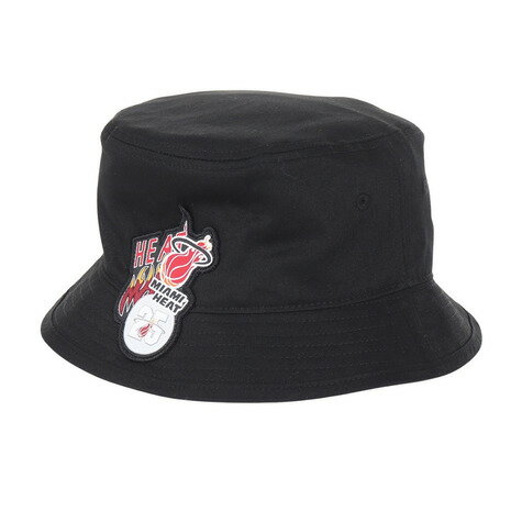 ミッチェルアンドネス(Mitchell&Ness)(メンズ、レディース)バケットハット NBA ロゴラップ HWC マイアミ・ヒート HBKB6730-MHEBLCK