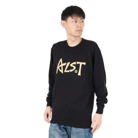 アルスト(ALST)(メンズ)バレーボールウェア クルーネックスウェット フロント ゴールドロゴ VB23AT03-09