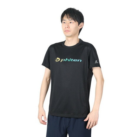 ファイテン(PHITEN)(メンズ、レディース)半袖 RUKUシャツ グラデーション ブラック 3124JG61910