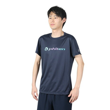 ファイテン(PHITEN)(メンズ、レディース)半袖 RUKUシャツ グラデーション ネイビー 3124JG62000