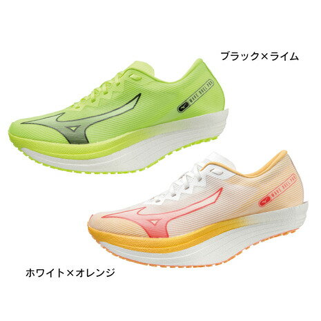 ミズノ（MIZUNO）（メンズ）ランニングシューズ メンズ 蛍光色 白 ウエーブデュエルプロ WAVE DUEL PRO ホワイトオレンジ ブラックライム U1GD2200 スニーカーのサムネイル