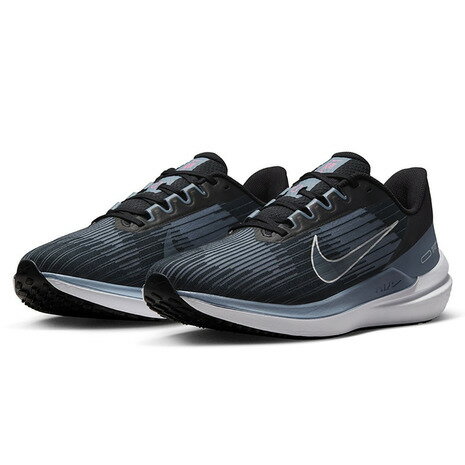 ナイキ（NIKE）（メンズ）ランニングシューズ エア ウィンフロー 9 AIR WINFLO9 ブラック DD6203-008 スニーカー ジョギング 長距離 部活 通勤 通学 シンプル