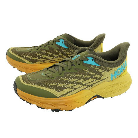 ホカ（HOKA）（メンズ）ランニングシューズ スピードゴート 5 グリーン イエロー 1123157-APFR スニーカー トレイルラン 厚底 登山道