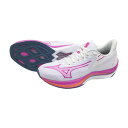 ミズノ(MIZUNO)(レディース)ランニングシューズ ウエーブリベリオンソニック ホワイト ピンク J1GD233072 スニーカー プレート トレーニング ...