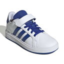 アディダス(adidas)(キッズ)ジュニアスニーカー スポーツシューズ グランドコート 2.0 キッズ ホワイト ブルー NLD08-JQ8000 運動靴 トップストラップ