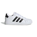 【5/10 24h限定 エントリー＆対象3店舗以上買い回りで最大P10倍！】アディダス（adidas）（キッズ）ジュニアスニーカー グランドコート ホワイト ブラック GW6511 スポーツ シューズ ライフスタイル テニス レースアップ 通学