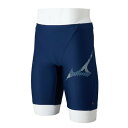 ミズノ(MIZUNO)(メンズ)水着 水泳 アクアフィットネス用 ハーフスパッツ 紺 青 S-LLサイズ N2JBC10482 競技 競泳 スクール クラブ 部活 学校 アスリート(4)