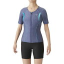 アリーナ(ARENA)(レディース)フィットネス水着 レディース 水泳 大きめカラースナップ付き フルジップ 袖有りセパレーツ LAR-3242WE MNBU ...