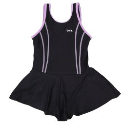 ティア（TYR）（キッズ）スクール水着 ジュニア ガールズAラインワンピース USCHALSTCH122X BLKLAV　水泳　水泳　撥水　UVカット　UPF50+