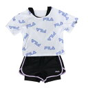 フィラ(FILA)(キッズ)ジュニア 女子 水泳 Tシャツセット オン スクール水着 125666-PPL