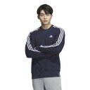 アディダス(adidas)(メンズ)エッセンシャルズ プラス ルーズフィット スリーストライプス フレンチテリー スウェットシャツ KWF01-JF3932
