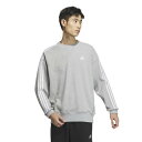 アディダス(adidas)(メンズ)エッセンシャルズ プラス ルーズフィット スリーストライプス フレンチテリー スウェットシャツ KWF01-JF3933