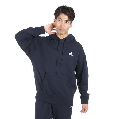 アディダス（adidas）（メンズ）エッセンシャルズ プラス ルーズフィット スモールロゴ フレンチテリー プルオーバーパーカー KWE97-JF3928