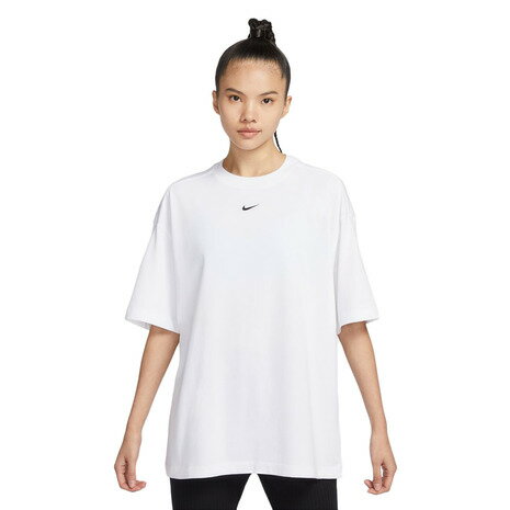 ナイキ Tシャツ レディース ナイキ（NIKE）（レディース）Tシャツ 半袖 レディース エッセンシャル 無地 ワンポイント 白 オーバーサイズ DX7911-100