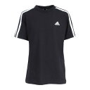 アディダス（adidas）（キッズ）Tシャツ tシャツ 半袖 エッセンシャルズ スリーストライプス コットンTシャツ ECN59-HR6330 綿100 ブラック 黒