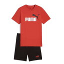 プーマ(PUMA)(キッズ)ボーイズ ESS 2 カラー NO.1 ロゴ 半袖 Tシャツ&ショーツ セット 687867 15 RED