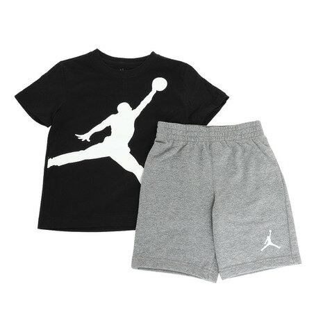 楽天SuperSportsXEBIO楽天市場支店ジョーダン（JORDAN）（キッズ）上下セット tシャツ 短パン ブラック 黒 グレー JUMPMAN Tシャツ&ショートセット 85C138-GEH