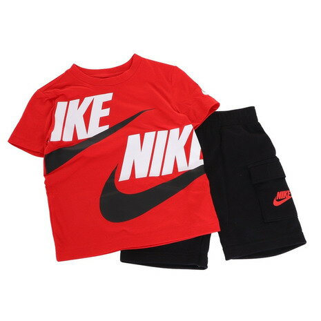 ナイキ（NIKE）（キッズ）Tシャツ 半袖 キッズ 上下セット ハーフパンツセット ビッグロゴ ※要サイズ確認 86J213-023