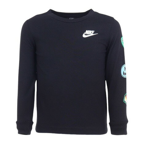 ナイキ（NIKE）（キッズ）Tシャツ 長袖 ロンT トドラー クルーネック 黒 ブラック NKB RETRO STICKER 長袖Tシャツ 76L833-023のサムネイル
