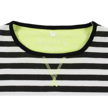 【7/25はエントリーで会員ランク別P10倍】ラスティ(RUSTY) 7分袖 ボーダー Tシャツ 937071WHT (レディース)