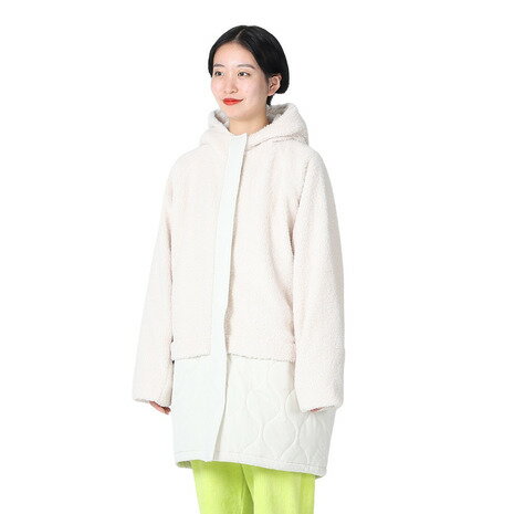 オーシャンパシフィック(Ocean Pacific)(レディース)ボア×キルト切り替え フードロングジャケット 553212WHT オーシャンパシフィック(Ocean Pacific)(レディース)ボア×キルト切り替え フードロングジャケット 553212WHT