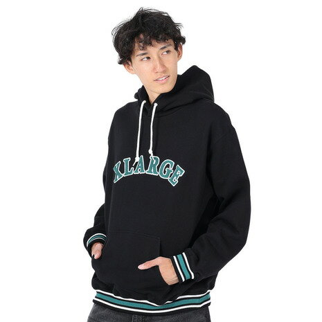 エクストララージ パーカー メンズ エクストララージ（XLARGE）（メンズ）STRIPED RIB スウェットフーディー 101234012006-BLACK