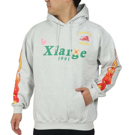 エクストララージ パーカー メンズ エクストララージ（XLARGE）（メンズ）PIGMENT DYLED PUFF LOGO プルオーバー フーディ スウェット 101223012004-ASH