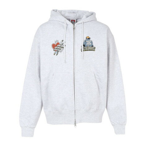 ベンデイビス（BEN DAVIS）（メンズ）バック刺繍ジップパーカー 25780053-ASH(4)