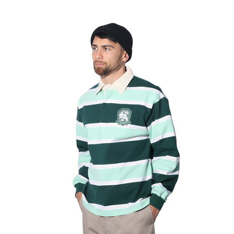 エクストララージ（XLARGE）（メンズ）EMBLEM STRIPED RUGBY シャツ 101241013001-GREEN